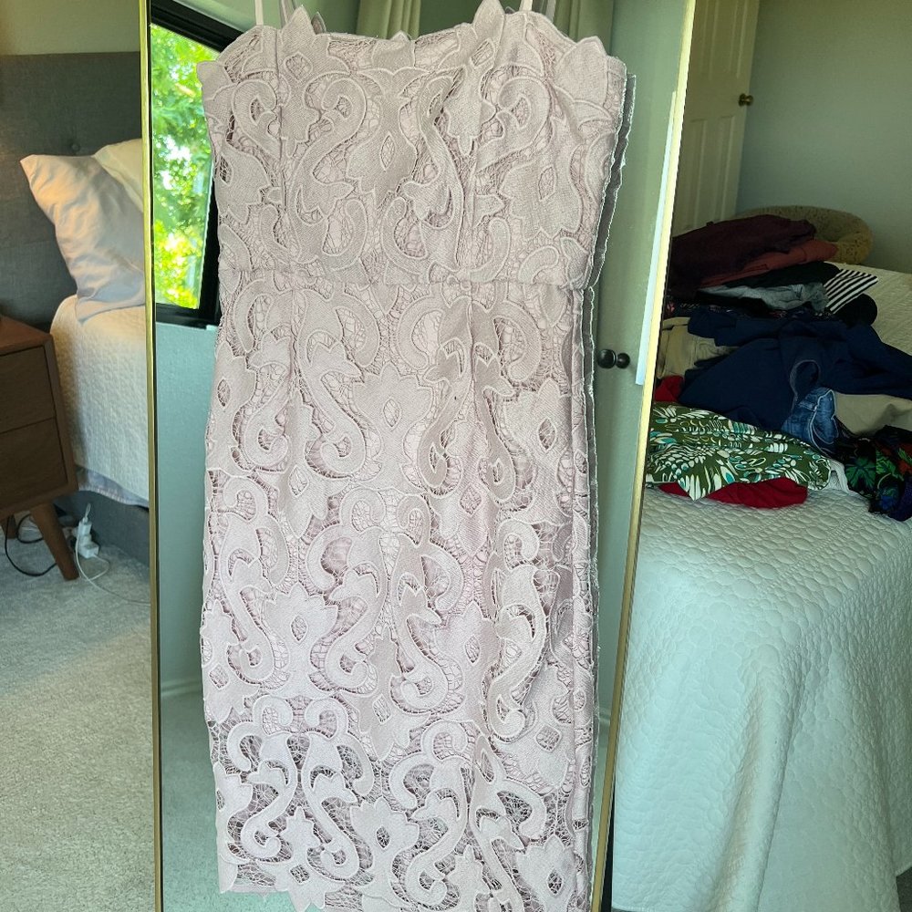 Bardot Pink Lace Spaghetti Strap Midi Dress